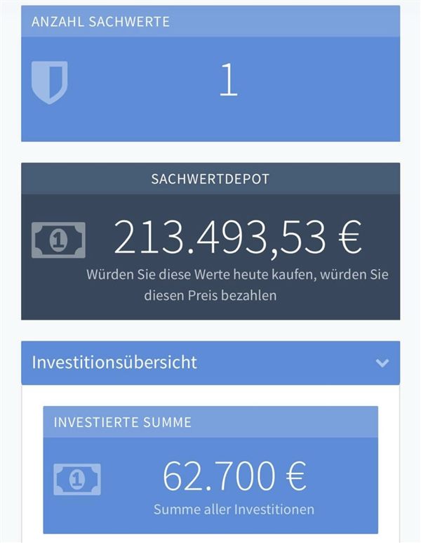 Screenshot eines anonymen Kundendepots